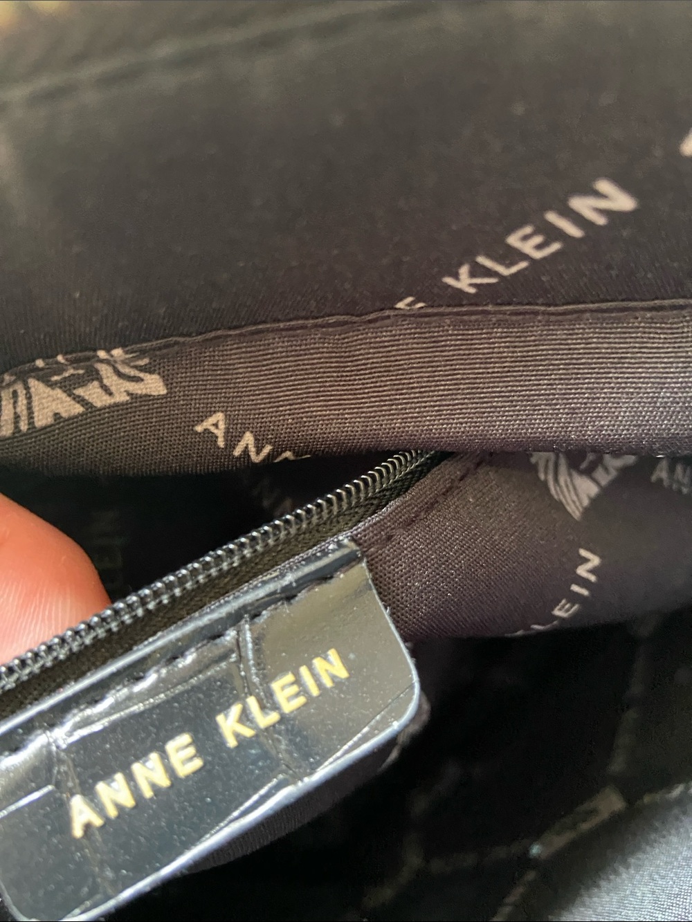 Anne Klein Black Croc Tote with Gold Accents - Picture 4 of 6